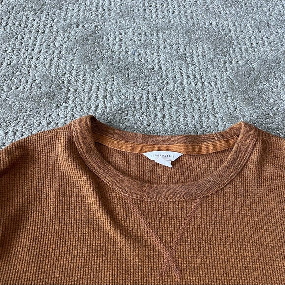 NWOT Men's Aeropostale Waffle Style Long Sleeve size Medium in Burnt Orange - Picture 3 of 4